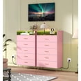 thumbnail image 2 of Tall Dresser with Power Outlets and LED Lights, Wooden 4 Drawer Dresser with Large Organizer, Modern Chest of Drawers Closet for Living Room Bedroom, Pink, 2 of 6