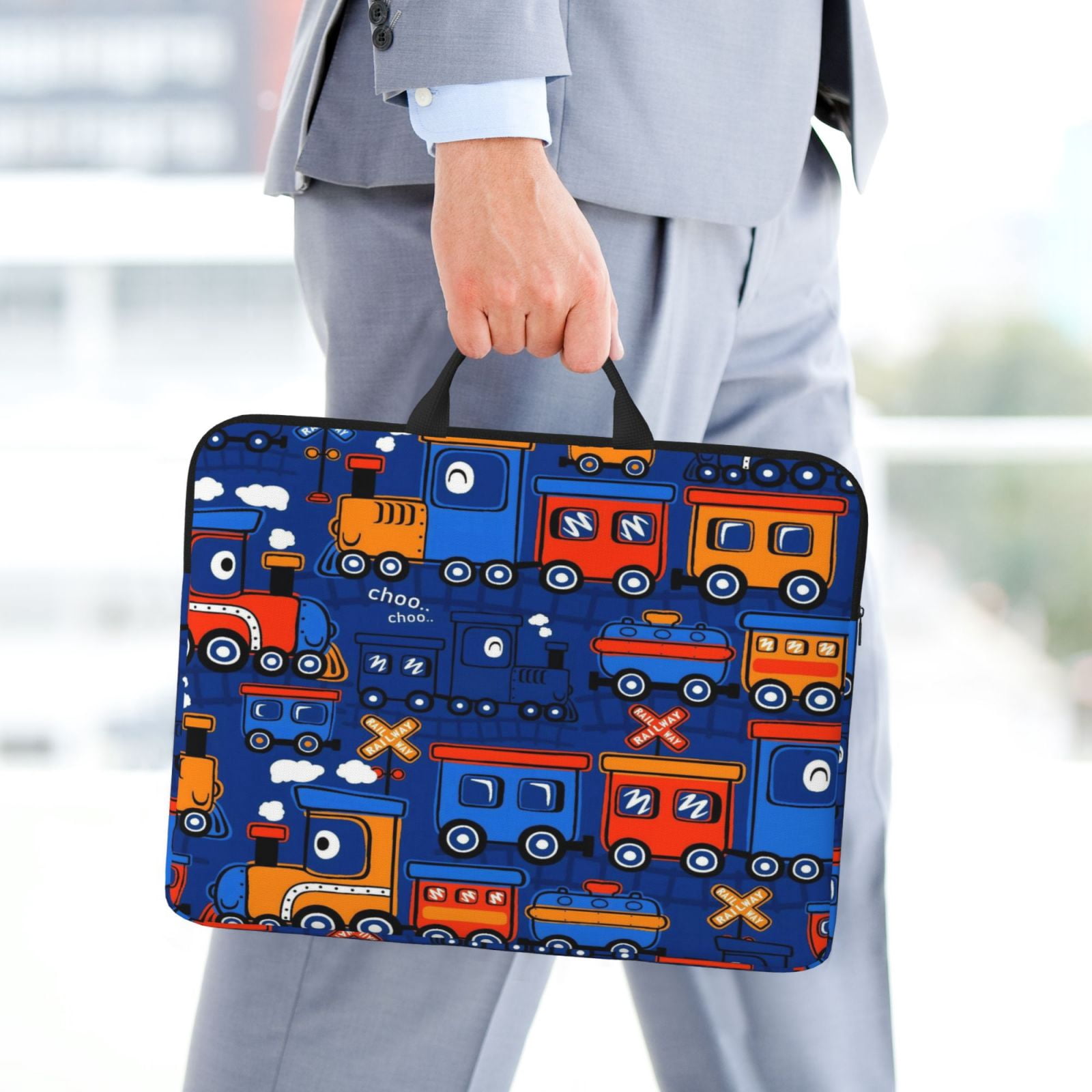 Laptop Sleeve Bag For Women Men 14inch Waterproof Durable Protective Computer Carrying Cover Handle Laptop Case Bag Train