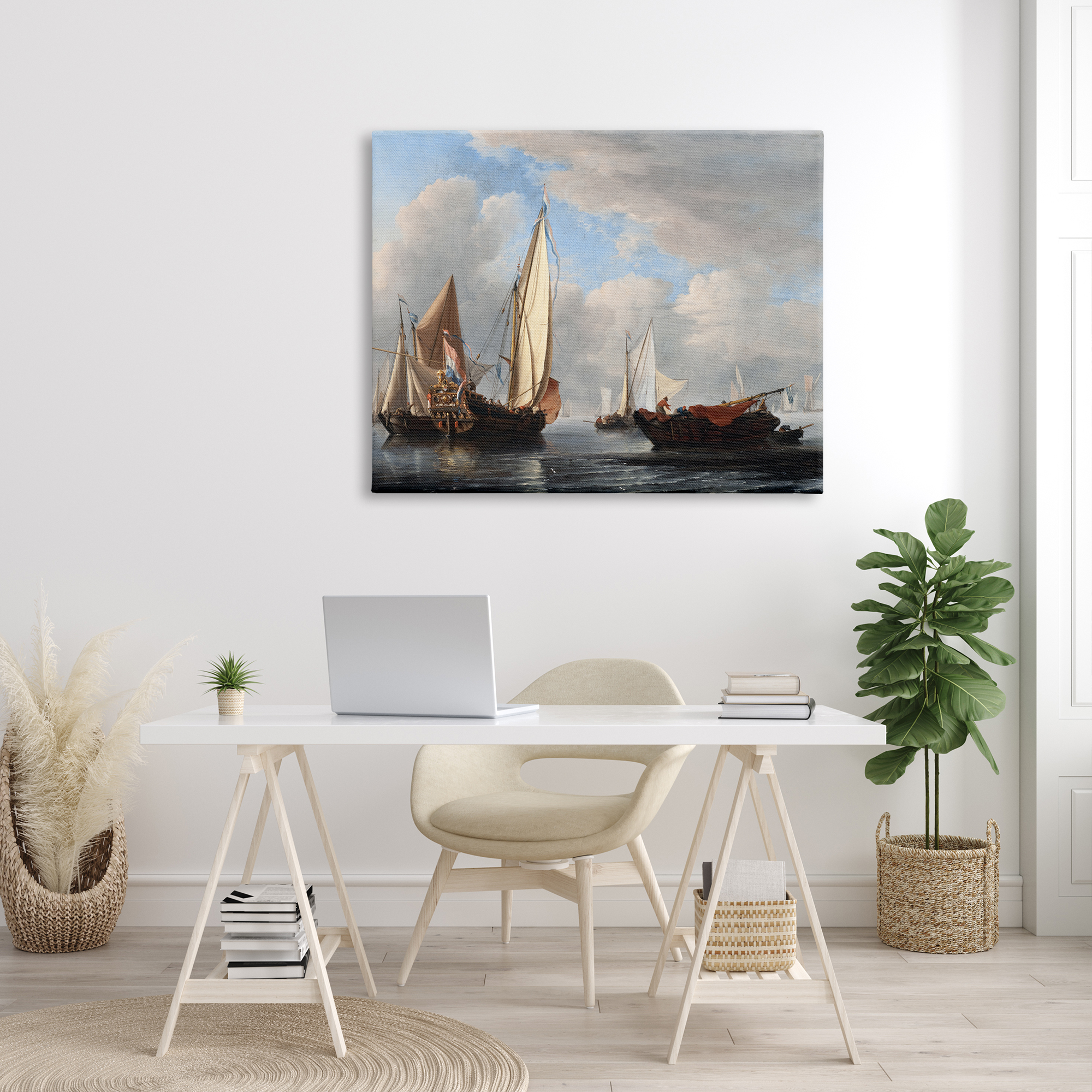 Stupell Industries Yacht and Other Vessels Willem van de Velde Classic Painting Painting Gallery Wrapped Canvas Print Wall Art, Design by one1000paintings
