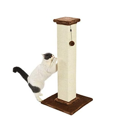 Large Premium Tall Cat Scratching Post - 16 x 35 x 16 Inches, Brown Carpet