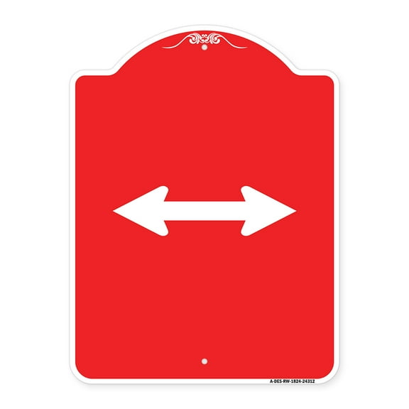 SignMission A-DES-RW-1824-24312 18 x 24 in. Designer Series Sign - Bidirectional Arrow, Red & White