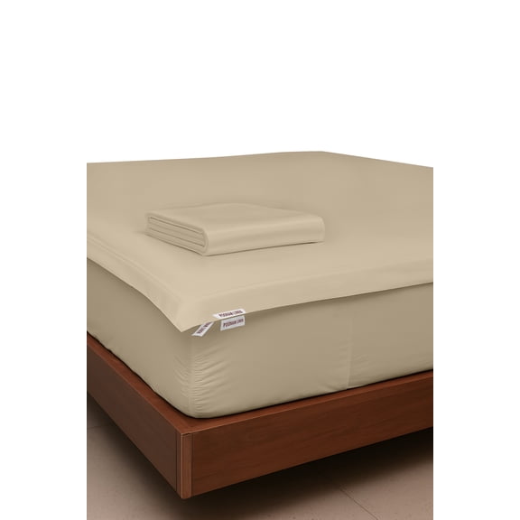 Poonam Linen Premium Ultra Soft Microfiber Zip On Sheet Set, 1 Fitted Base & 2 Top Zip Sheets, Up to 6" Deep Mattress, Twin 39"x75" Inches, Beige