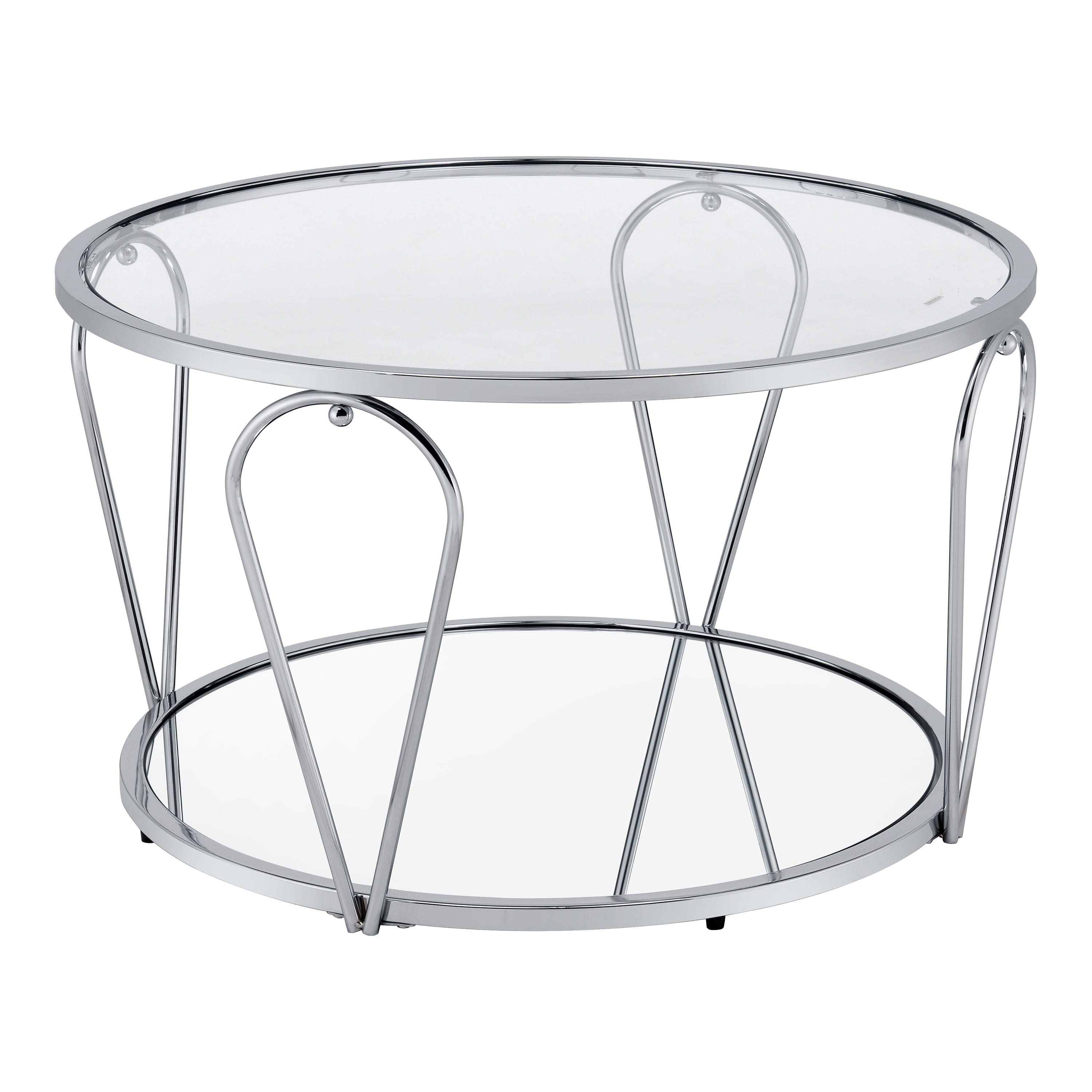 Furniture of America Ollis 1-Shelf Glass Top and Metal Chrome Coffee Table