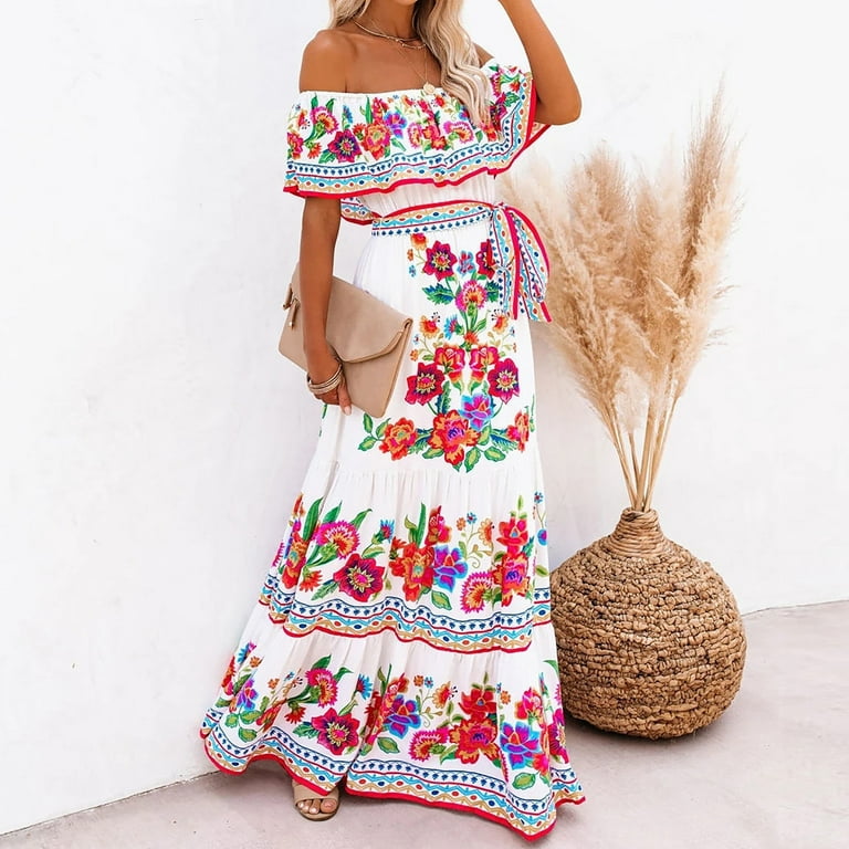 Summer Maxi Dress Boho Mexican Clothing Dress Boho Clothing Women Vintage  Mexican Dress Kk420 - Asia & Pacific Islands Clothing - AliExpress