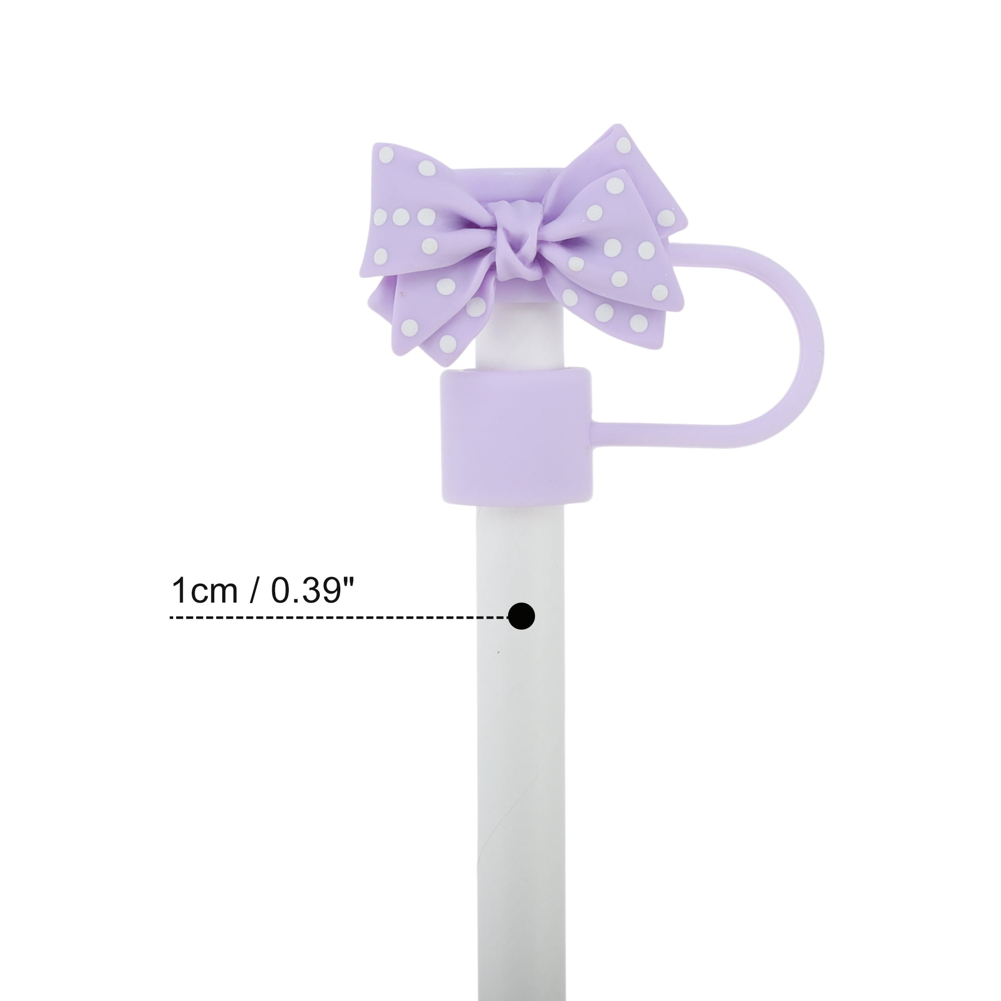 Unique Bargains Spotted Butterfly Silicone Straw Cover Cap Set of 4 Purple