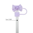 thumbnail image 2 of Unique Bargains 4 Pcs Spotted Butterfly Straw Cover Cap for Office Purple Silicone, 2 of 5