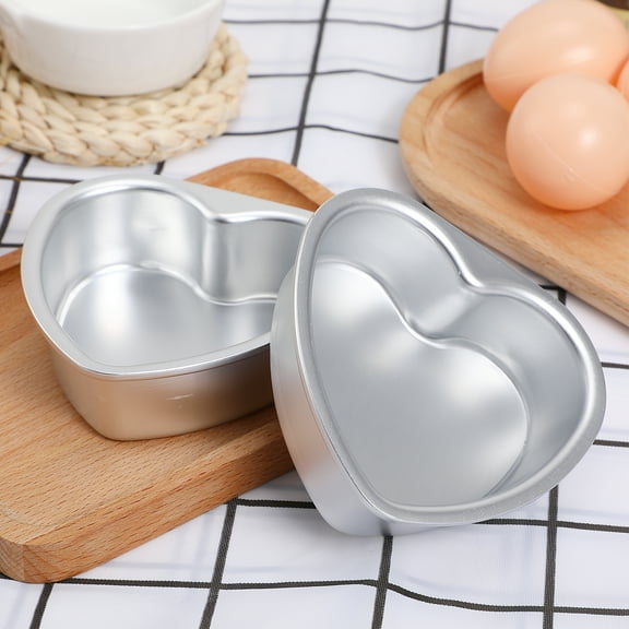 LITINKIMI 2-Pack 4 Inch Heart Shaped Cake Pans Aluminum Small Heart Cake Tin Molds with Removable Bottom for Birthday Wedding Party Baking