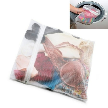 AllTopBargains 2 Delicate Laundry Washing Mesh Net Wash Bag Zippered Socks Bra Lingerie