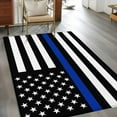 thumbnail image 4 of 3x5Ft Area Rugs Blue American Flag Non-Skid Rubber Backing Large Rectangle Rugs - Living Room Bedroom Home Office, Black White Striped US Flag Stars Indoor Floor Mat Carpets Washable Rug, 4 of 9