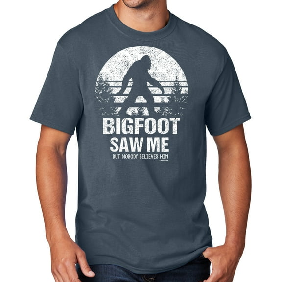 Men's Bigfoot Saw Me Funny Sasquatch T-shirt, 3XL Steel Blue - TALL