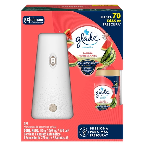 Aromatizante Automático en Aerosol Glade Sandía Refrescante Aparato y Repuesto de 175 g