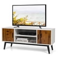 thumbnail image 1 of Gymax Meuble de Télévision Moderne Console Multimédia W / Armoires et Étagères Ouvertes, 1 of 10