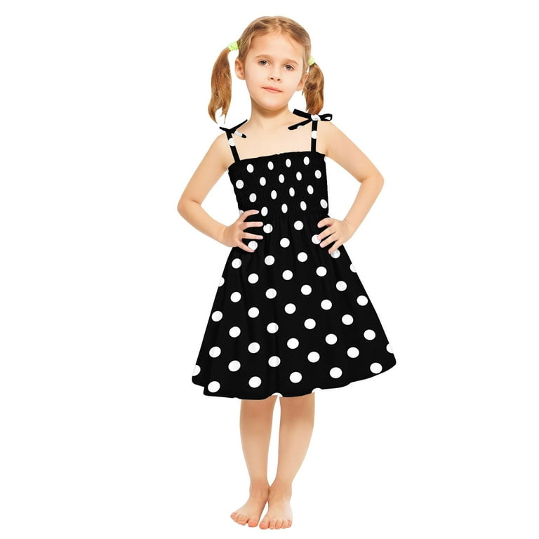 Moocorvic Toddler Girls Halter Dress Sleeveless Bowknot Vintage Polka Dot  Dresses 3-4 Years,Black - Walmart.com