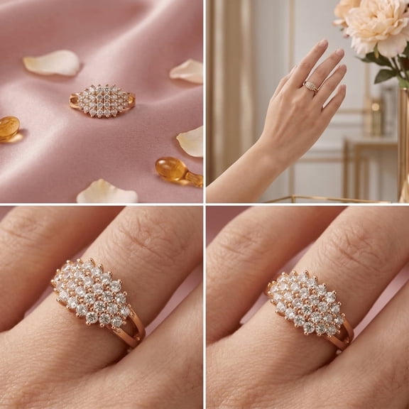 2Ct Round Cut Cubic Zirconia Women Engagement Band Ring 14K Rose Gold Plated Free Size