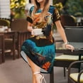 thumbnail image 3 of Vsdgher Robe Longue Midi Décontractée à Fleurs Colorées Tortue de Mer pour Femmes Été 2025 Manches Courtes Col Rond Robe de Plage, 3 of 6