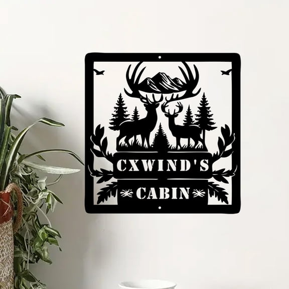 Custom Metal Deer Cabin Sign, Deer Hunter Gift, Cabin Decor, Hunting Sign, Personalized Last Name Sign, Outdoor Decor