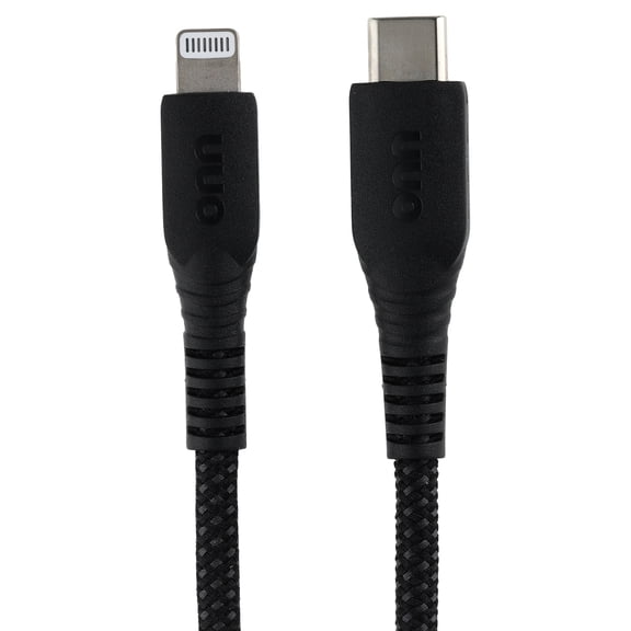 onn 3-Foot Braided Lightning to USB-C Cable, Black