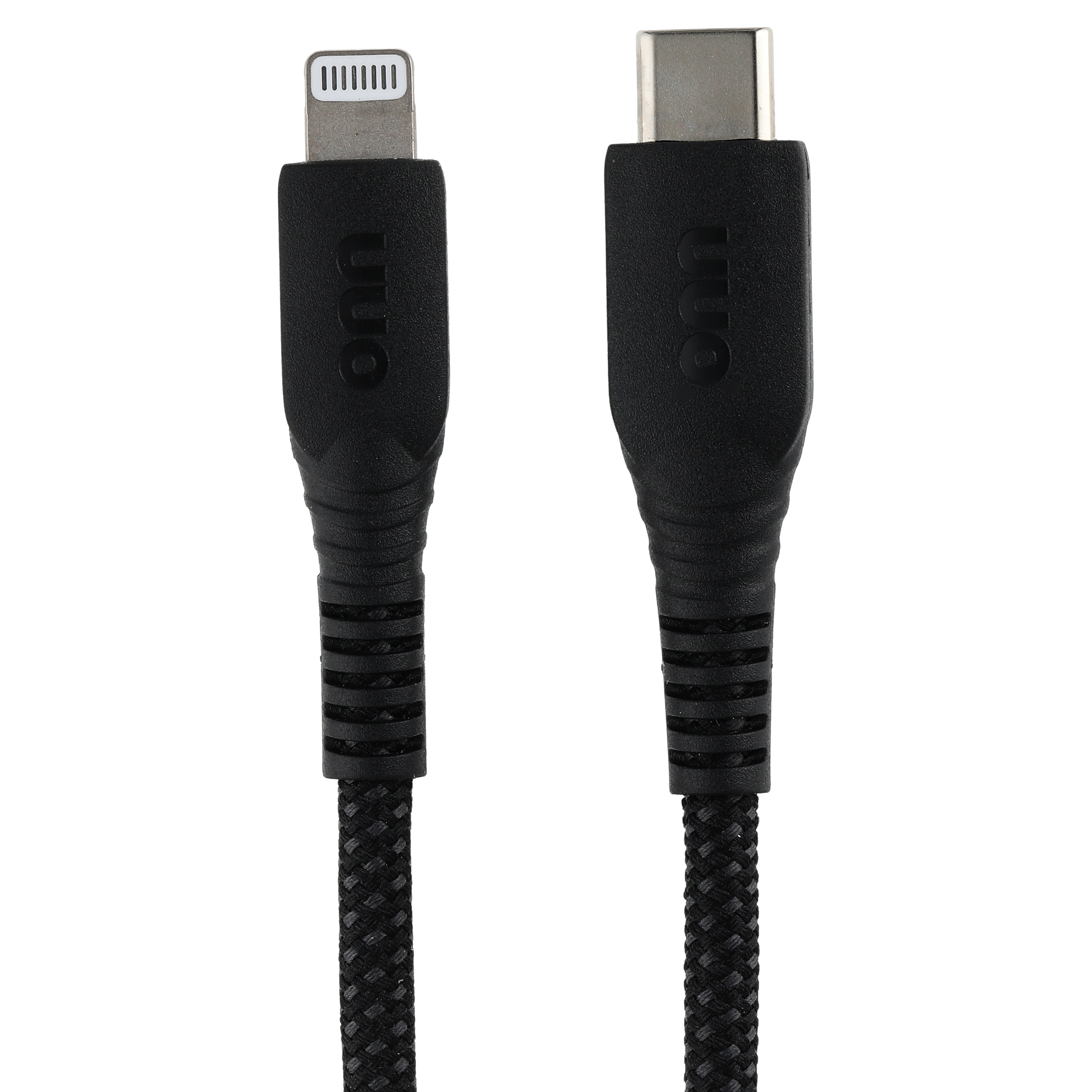 onn 3-Foot Braided Lightning to USB-C Cable, Black photo 1