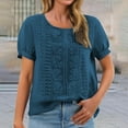 thumbnail image 5 of Endives Women's Cotton Linen T-Shirts Solid Color Pleated Shirts T Shirts, 5 of 8