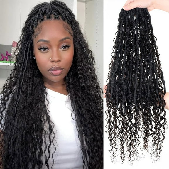 Crochet Goddess Locs Braids With Human Hair Curls Pre Looped Crochet Braids With Curly Full Ends 26Inch Braiding Hair Extensions