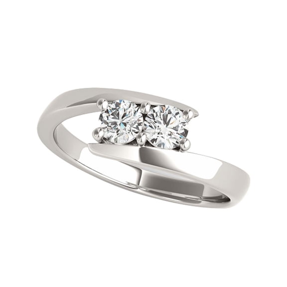 Diamond Engagement Ring For Women 1 Carat Brilliant Round Lab Grown Diamond 2 Stone Engagement Ring Band In 10K Solid Rose Yellow White Gold