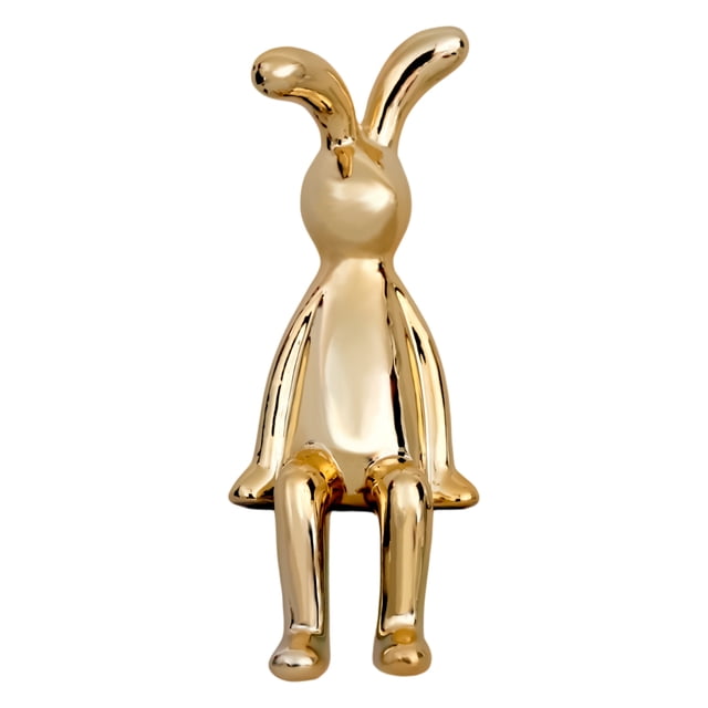 Figura Decorativa - Forma de Conejo Dorado