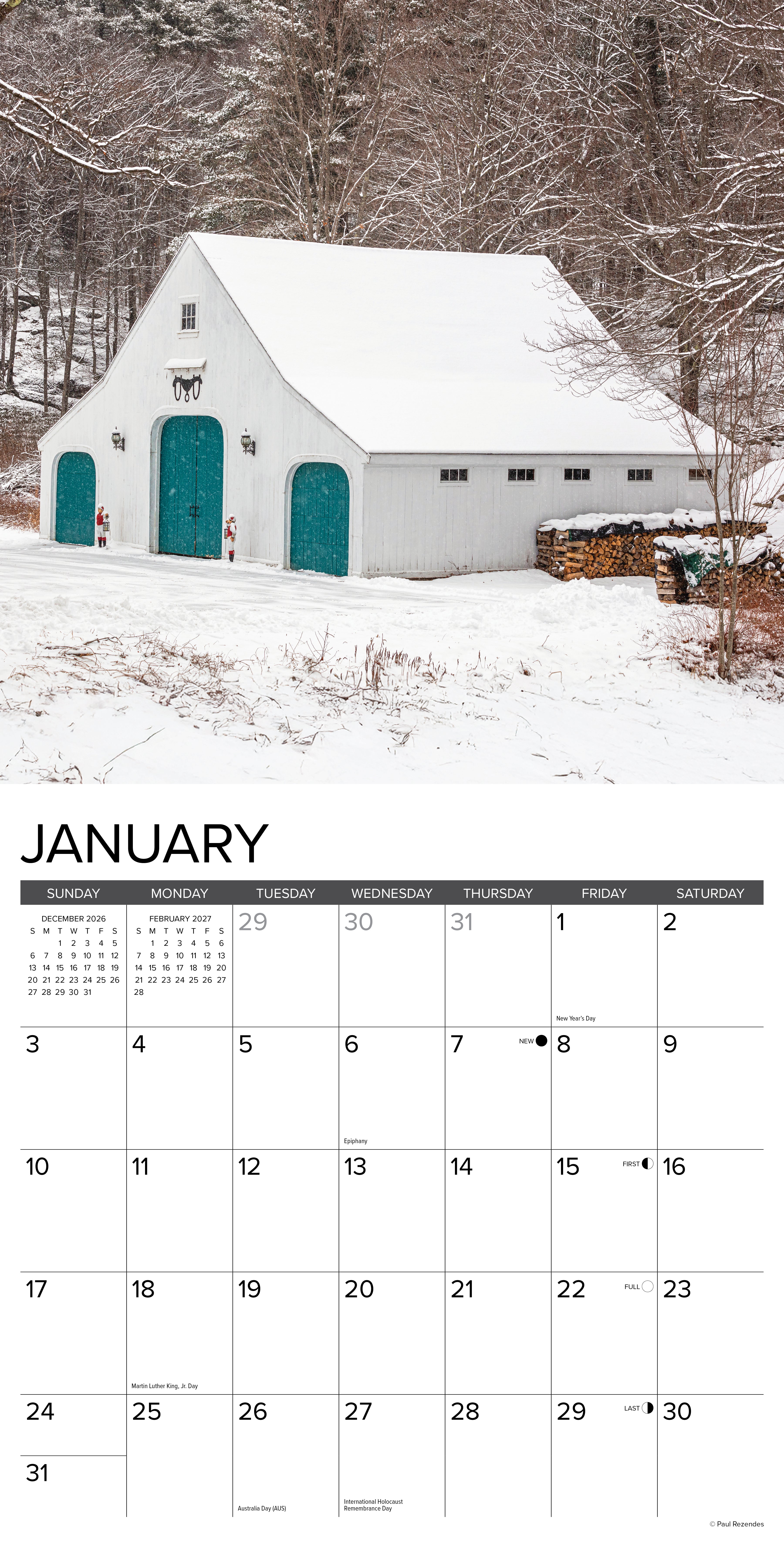 Willow Creek Press, Barns 2027 Wall Calendar
