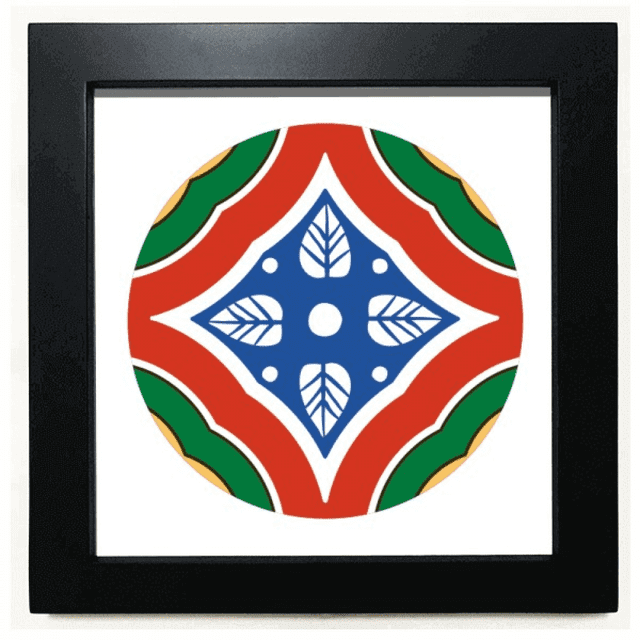 Talavera estilo Patron decorativo Mesa de pared con marco cuadrado negro
