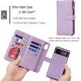 thumbnail image 2 of Compatible with Google Pixel 6 Pro Wallet Case,[6 Card Slots] [Wrist Strap] [Stand Feature] Detachable 2 in 1 Magnetic Zipper Leather Cover Case for Google Pixel 6 Pro,6.71" Purple, 2 of 7
