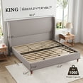 thumbnail image 3 of Merluxy 51.2" King Bed Frame with High Headboard,Upholstered Bed,Light Grey, 3 of 9