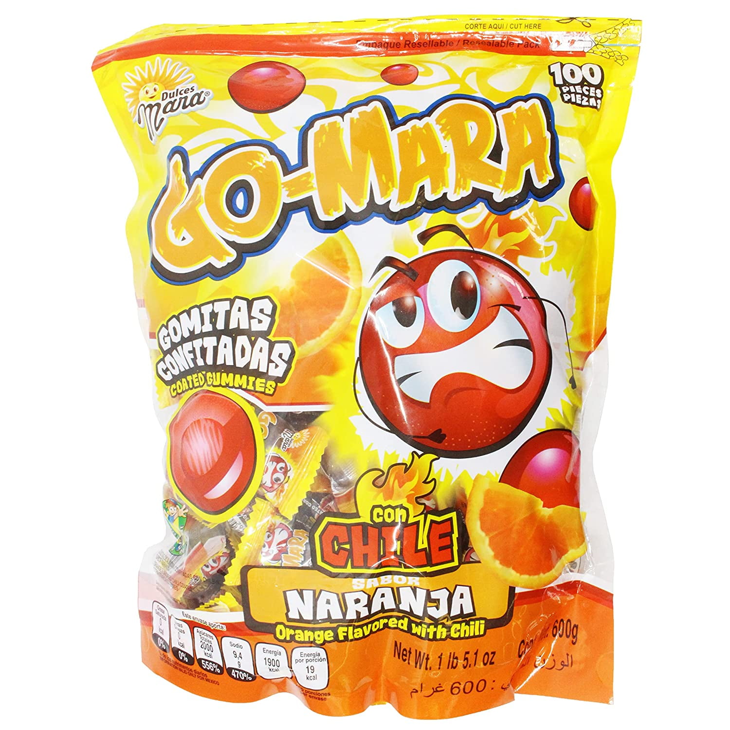 Dulces Mara GoMara Naranja Orange Flavor Mexican Candy (10 x 1 lb. 5.1 oz. Bags)