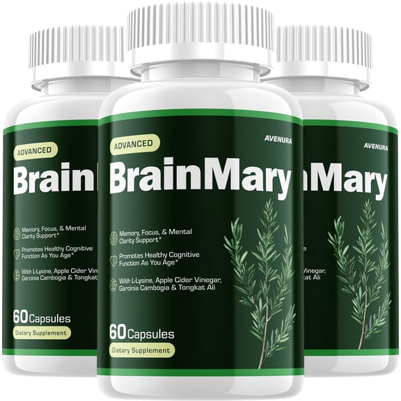 Brainmary Capsules – Brain Mary Pills Advanced Formula Natural Blend, 3 Pack, 180 Capsules
