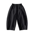 thumbnail image 5 of VBEWZET Kids Wide Leg Casual Pants, Elastic Waist Loose Fit Trousers with Pockets, Lightweight Air-Condition Pants for Boys & Girls Black 2-3 Years, 5 of 6