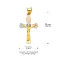 thumbnail image 3 of 14K Tri Color Gold Diamond Cut Crucifix Jesus Cross Stamp Charm Pendant with 0.9mm Wheat Chain Necklace - 18", 3 of 4
