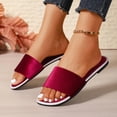 thumbnail image 5 of Samdudou Slide Sandals for Women Open Toe Flat Slides Smooth Velvet Single Band Slip On Shoes Minimalist Low Profile Footbed Sandals for Indoor Outdoor Lounge, 5 of 9
