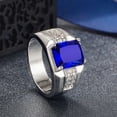 thumbnail image 2 of Blue Sapphire Ring for Men 925 Sterling Silver Sapphire Ring with Moissanite Engagement Sapphire Ring Jewelry Gift for Men Father Uncle, 2 of 5