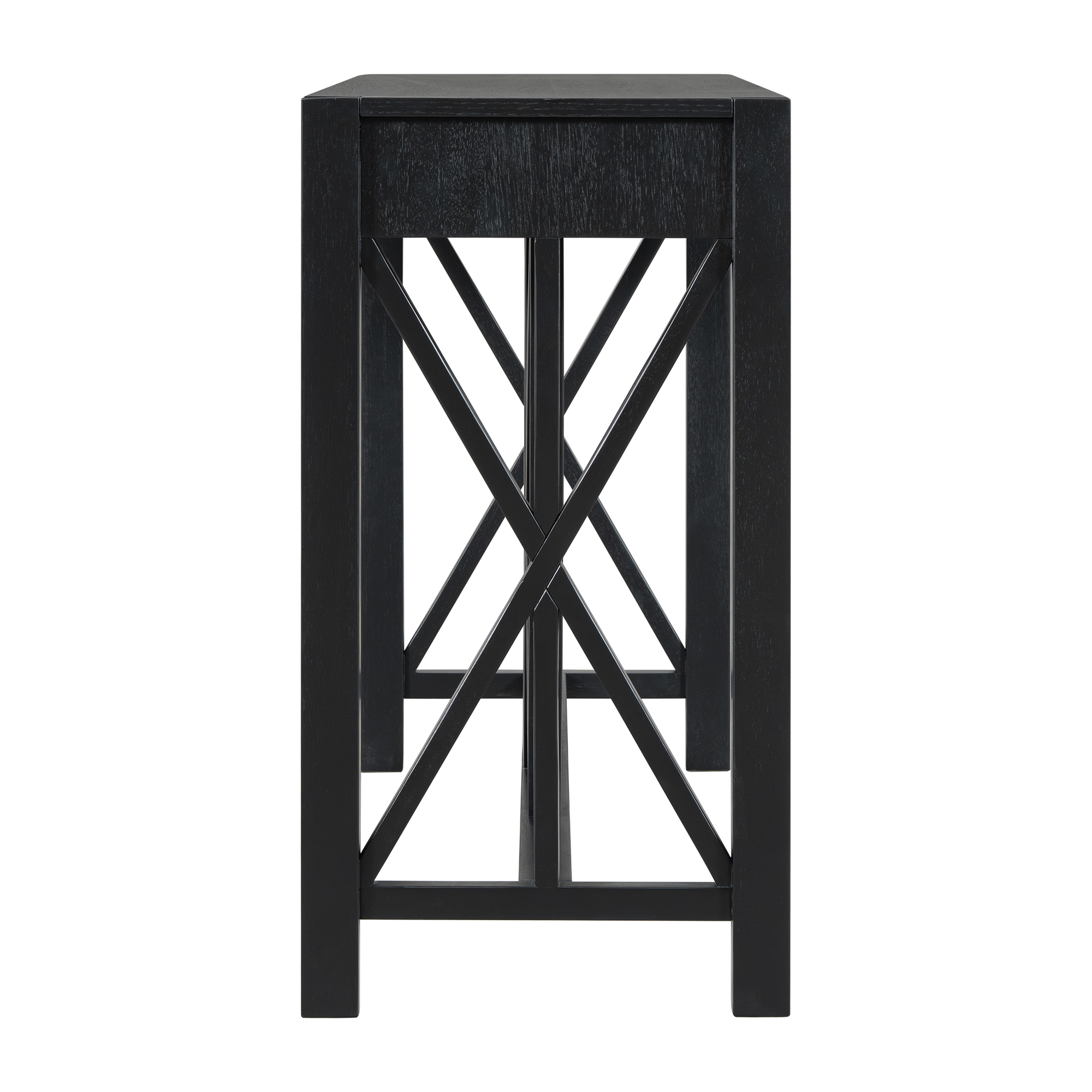 Euroco 60" Wood Console Table with 4 Drawers,Farmhouse Narrow Long Entryway Table Sofa Table with Open Bottom Storage for Living Room,Kitchen,Hallway,Black