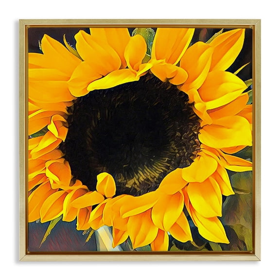 Stupell Industries Contemporary Vivid Yellow Sunflower Gold Floating Frame Canvas Art, 25 x 25, by Jessica Manelis