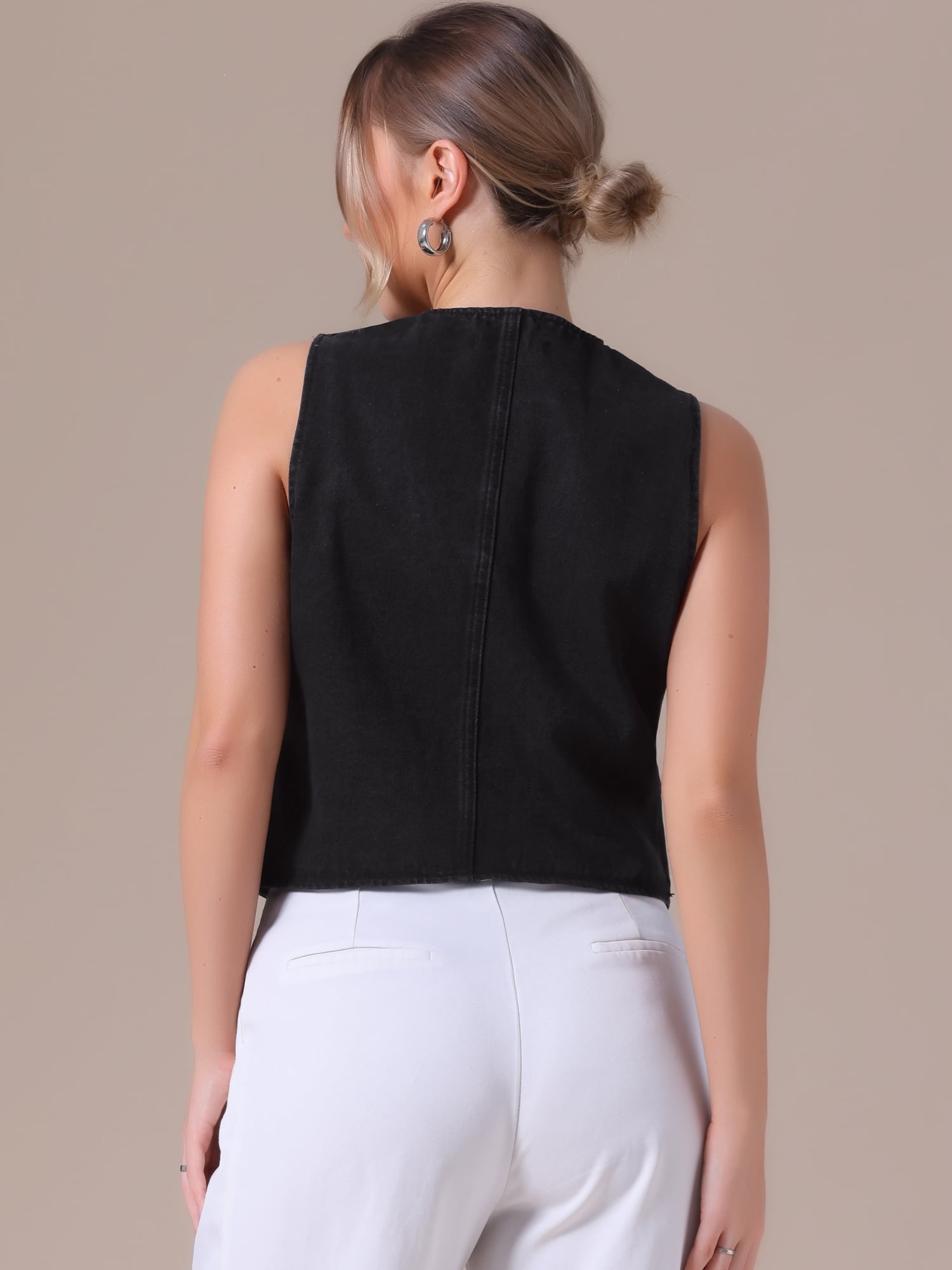 DARING DIVA Women's V Neck Waistcoat Top Casual Jean Vests 2XL Black