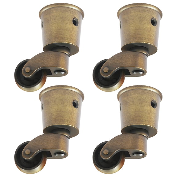 4 Pack Vintage Antique Bronze Furniture Casters – Heavy Duty Zinc Alloy Swivel Cup Casters for Chair Legs, Table & Cabinet, 360° Rolling Wheels, Floor Protection, Effortless Mobility