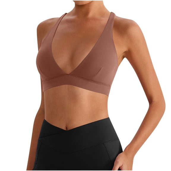 Wensltd Running Fitness Bras for Women Solid Color High Impact Support Bras Seamless Breathable Everyday Wear Black