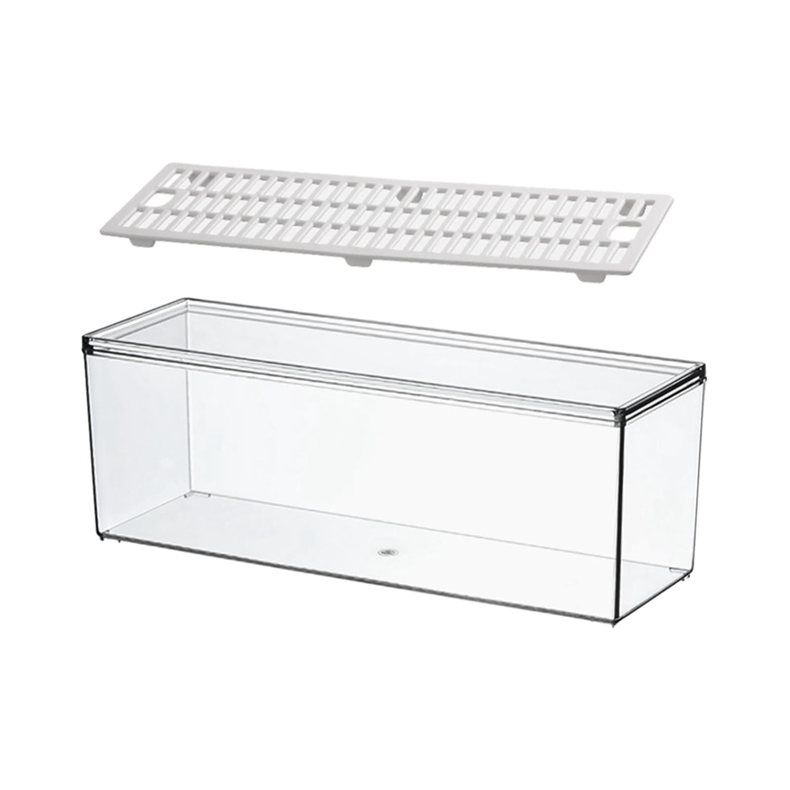 Esquirla Fridge Organizer Chopstick Storage Box Food Storage Bin Multipurpose Flatware Tray Vanity Organizer for Spoons Fruit Cabinets Large and Drain Tray