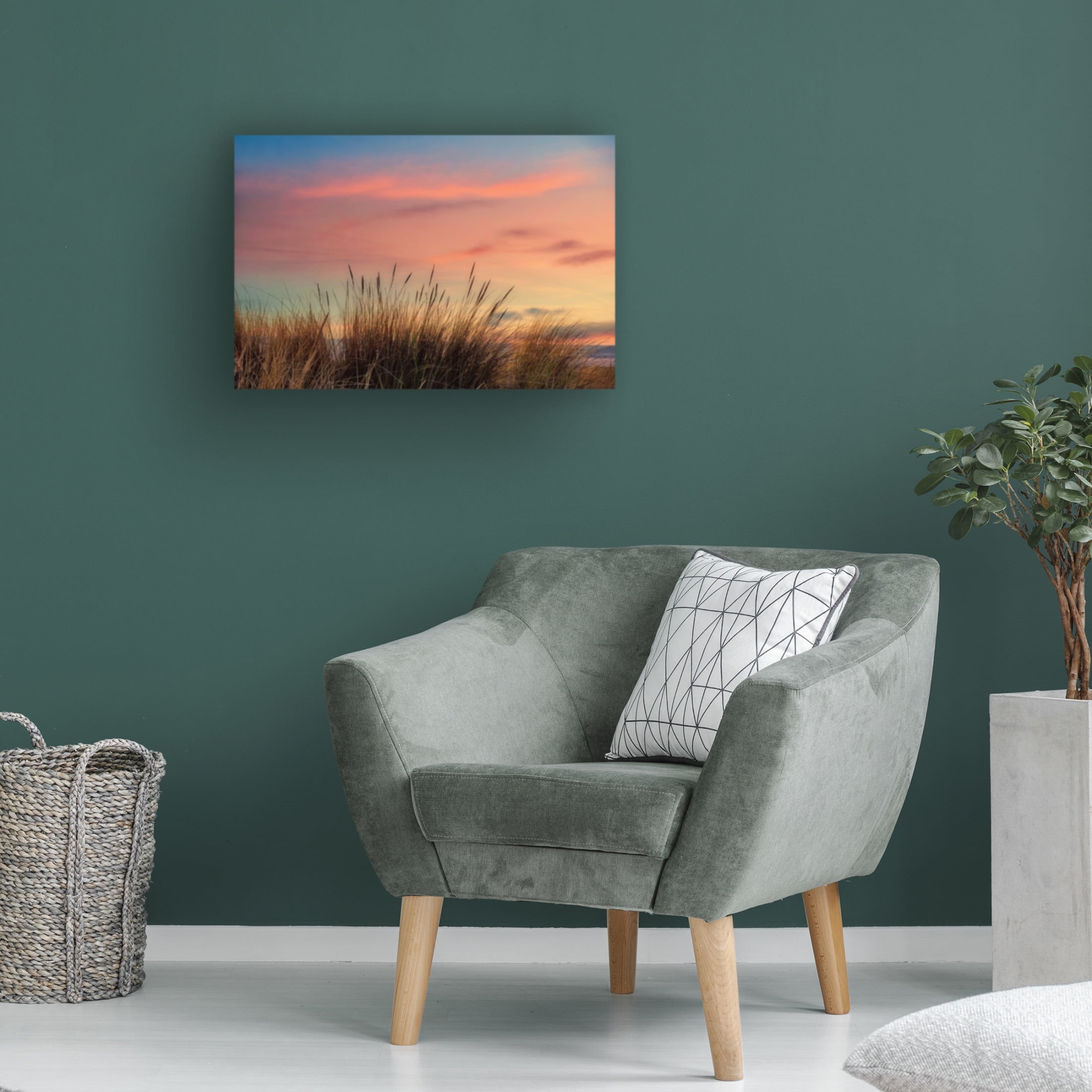Canvas Wall Art - Cora Niele 'Grasses with Sun Set' Wall Art for Living Room, Bedroom, or Office Décor by Trademark Fine Art - 47 x 30 Inches