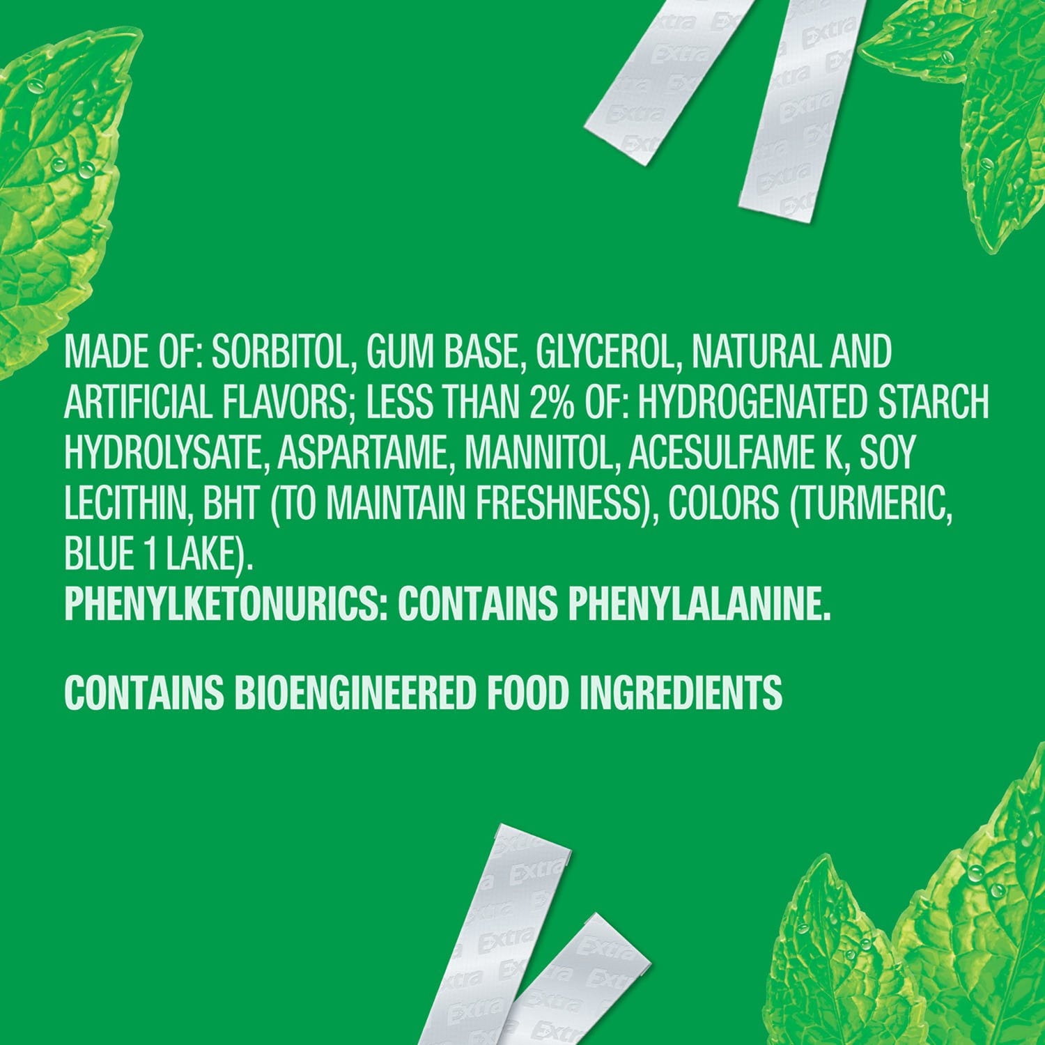Extra Spearmint Sugar-Free Gum, 35 Pieces per Pack, 6 Packs With White Bowl By OMA