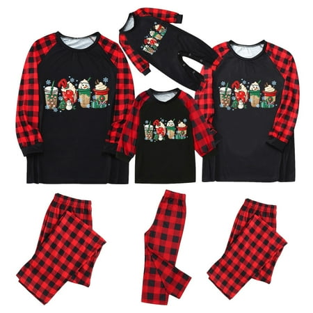 

Cathalem Matching Pajamas Family Christmas Parent Child Men s Dad Clothes Parent Child Warm Christmas Pajamas for Family Plaid Suit Black Small