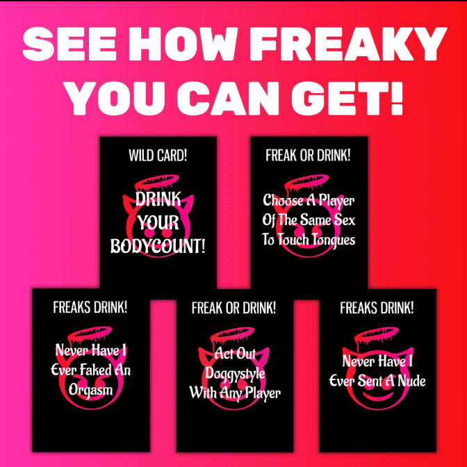Freak Or Drink Drinking Card Games - The Naughtiest Group Adult Drinking Game For You, Your Partner & Friends | Perfect for Parties, Pre Drinks, Uni Students