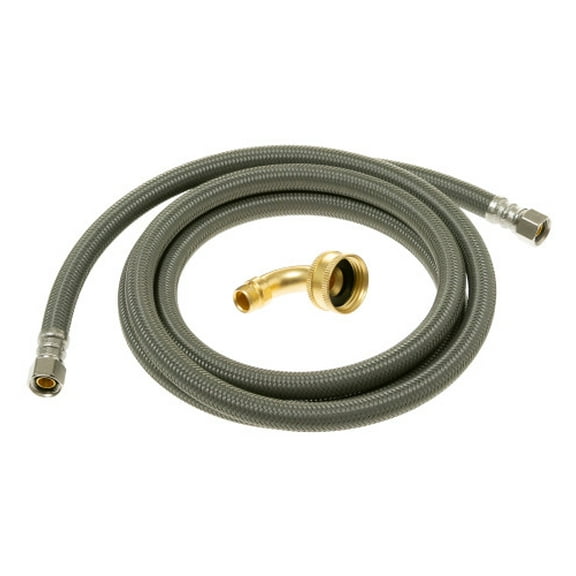 GE WX28X331 DISHWASHER 6 INCH BRAIDED INSTALL HOSE WITH 3/4 INCH ELBOW - OEM PART