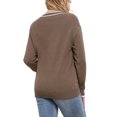 thumbnail image 3 of SUÉTER DE CUELLO EN V INSPIRADOR CHIC PARA MUJERES, PULÓVER DE MANGA LARGA A RAYAS, SUÉTER SUAVE CASUAL DE OTOÑO, TAMAÑO XS, COLOR MARRÓN, 3 of 6