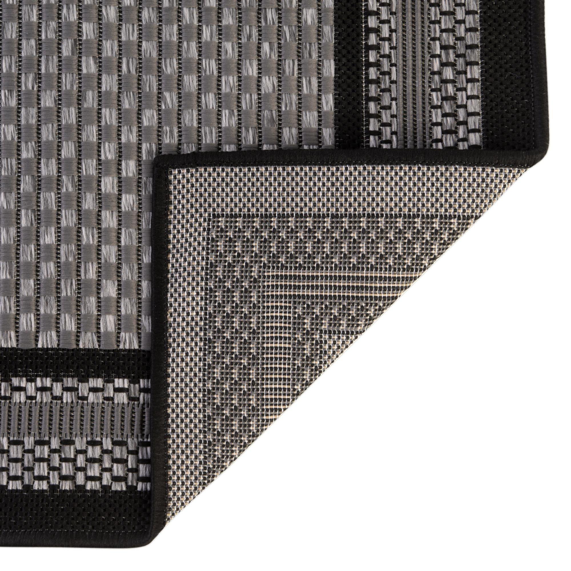 Unique Loom Outdoor Border Collection Area Rug - Multi Border (7' x 10' Rectangle Gray/Black)