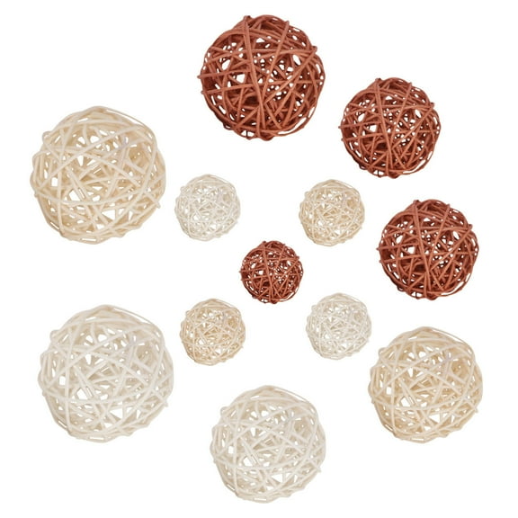 WORGEOUS  12 Pcs Twig Rattan Decorative Balls for Centerpiece Bowls Woven
